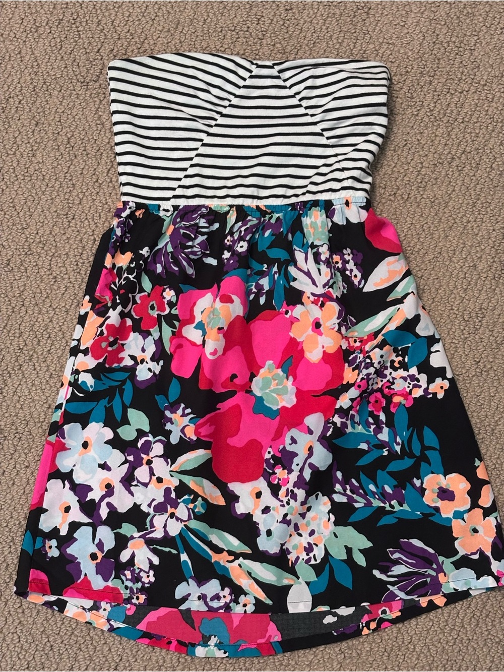 Roxy Strapless Mini Dress with Striped Bodice